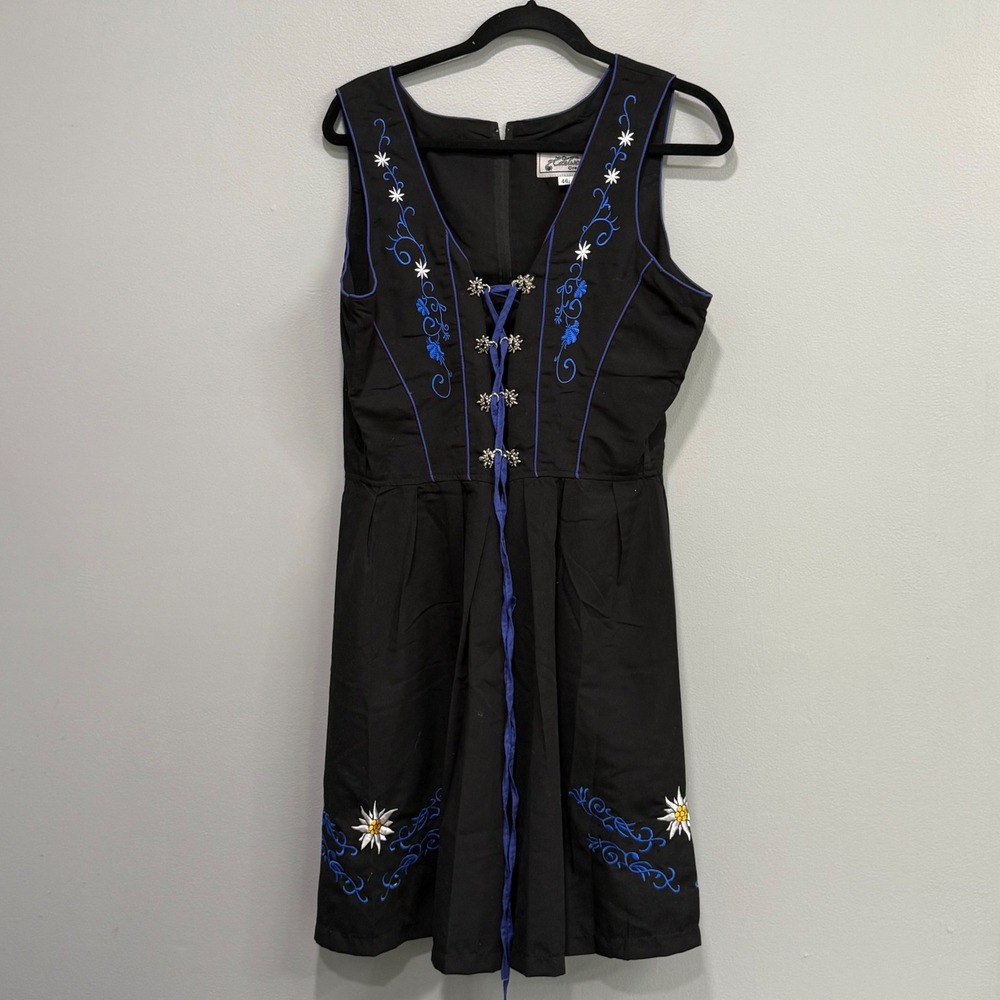 Edelweiss Creek Womens Black Embroidered Dirndl Dress Size S 46 Oktoberfest Folk